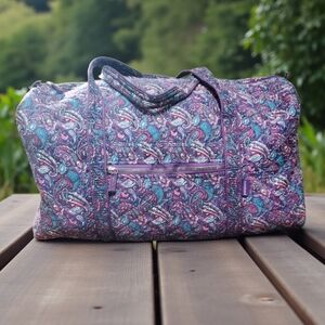 Travel Quilted Travel Duffel Bag Weekender Luggage size Large Purple